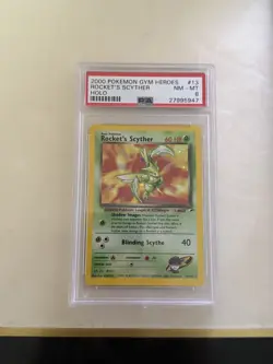 2000 Pokemon Gym Heroes #13 Rocket's Scyther Holo PSA 8 NM-MINT RARE TEAM NEAR - Image 1