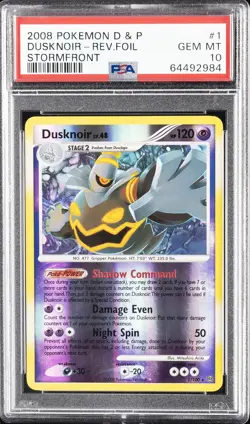 2008 POKEMON DIAMOND & PEARL STORMFRONT #1 DUSKNOIR-REVERSE FOIL PSA 10 - Image 1