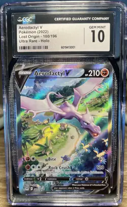 CGC 10 GEM MINT Pokemon Aerodactyl V 180/196 Lost Origin Alternate Full Art - Image 1