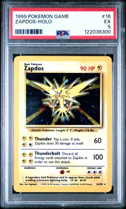 1999 POKEMON GAME #16 ZAPDOS-HOLO PSA 5 - Image 1