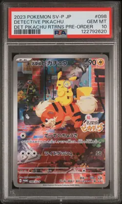 2023 POKEMON JPN SV-P PROMO #098 DETECTIVE PIKACHU PSA 10 - Image 1