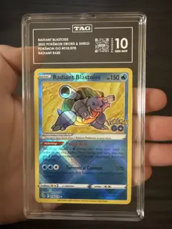 Radiant Blastoise 018/078 Pokemon Go Radiant Rare Holo TAG 10 Gem Mint - Image 3
