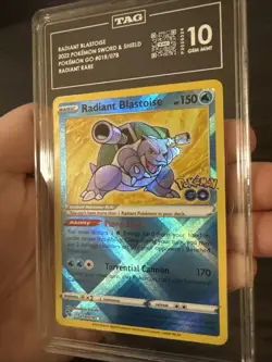 Radiant Blastoise 018/078 Pokemon Go Radiant Rare Holo TAG 10 Gem Mint - Image 4