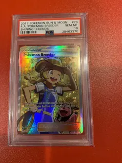 PSA 10 GEM MINT Pokemon Breeder FULL ART 73/73 ULTRA Graded Slab Shining Legends - Image 1
