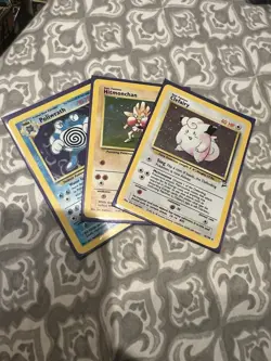 pokemon base set 2 holos Lot - Poliwrath, Hitmonchan, & Clefairy - See Pics - Image 1