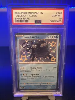 Pokemon TCG 2024 Paldean Tauros #120/091 Shiny Rare PSA 10 Paldean Fates - Image 1