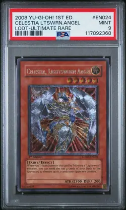 2008 Yu-Gi-Oh! Celestia, Lightsworn Angel LODT 1st Edition UTR PSA 9 - Image 1