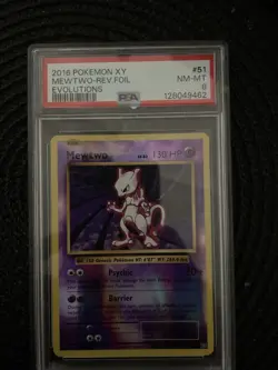 Pokemon 2016 XY Evolutions Mewtwo #051/108 Reverse Holo Rare PSA8 NM MT Card TCG - Image 1