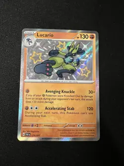 Pokemon TCG Lucario Paldean Fates Shiny Rare Holo Card 174/091 NM/M Condition - Image 1