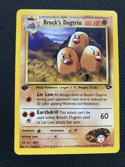 BROCK'S DUGTRIO 22/132 1st Edition Gym Challenge Rare Pokemon Card Near Mint - Image 1