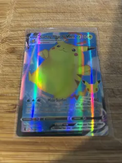 Surfing Pikachu Vmax Pokemon Card Holo Rare 310 HP 009/025 - Image 1