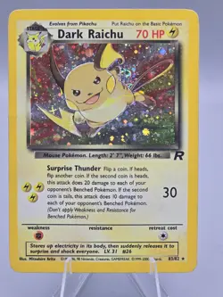 2000 Pokemon Team Rocket Dark Raichu 83/82 Unlimited Secret Rare Holo LP - Image 1