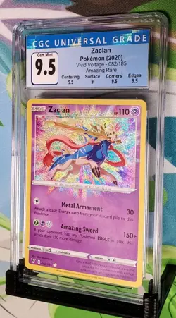 CGC Blue Label Gem Mint 9.5 Zacian Pokemon 082/185 Amazing Rare Vivid Voltage - Image 1