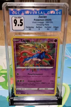 CGC Blue Label Gem Mint 9.5 Zacian Pokemon 082/185 Amazing Rare Vivid Voltage - Image 2