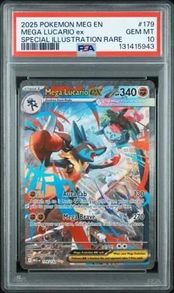 MEGA LUCARIO EX PSA 10 SPECIAL ILLUSTRATION RARE MEGA EVOLUTION POKEMON - Image 1