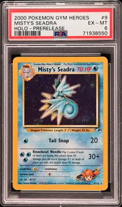 2000 POKEMON GYM HEROES HOLO-PRERELEASE #9 MISTY'S SEADRA PSA 6 - Image 1