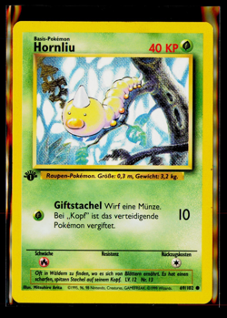 1st Edition POKEMON Card GERMAN BASE SET HORNLIU Weedle #69/102 Common! - Image 1