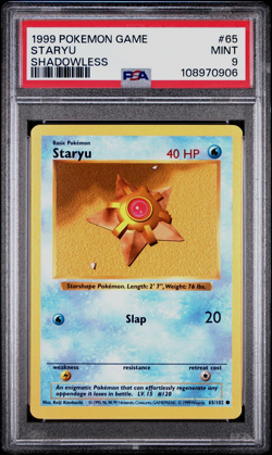 Shadowless Staryu 65/102 - Base Set Pokemon Card - PSA 9 MINT - Image 2