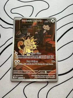 Pokemon TCG Destined Rivals Team Rockets Meowth Illustration Rare Card 203 - Image 1