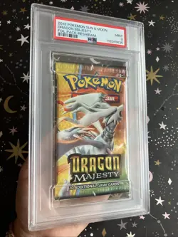 PSA 9 MINT Sun Moon Dragon Majesty Sealed Booster Pack Pokemon Cards Reshiram - Image 3