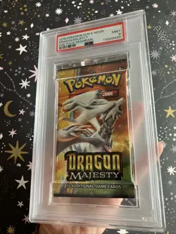 PSA 9 MINT Sun Moon Dragon Majesty Sealed Booster Pack Pokemon Cards Reshiram - Image 4