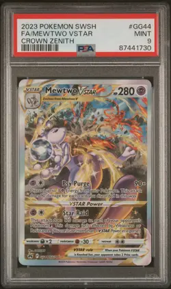 2023 POKEMON SWORD & SHIELD CROWN ZENITH #GG44 FULL ART/MEWTWO VSTAR PSA 9 - Image 1