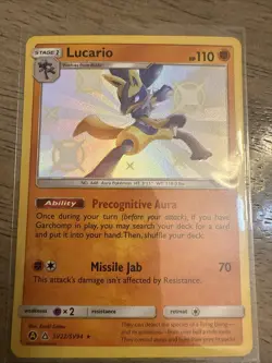 Pokemon TCG Lucario Hidden Fates SV22/SV94 Holo Shiny Holo Rare - Image 1