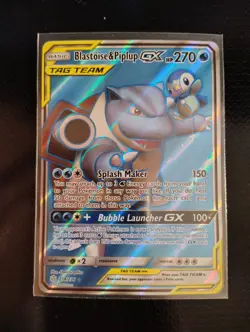 Pokemon TCG Blastoise & Piplup GX 214/236 Cosmic Eclipse Full Art TAG TEAM - NM - Image 1