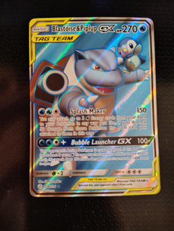 Pokemon TCG Blastoise & Piplup GX 214/236 Cosmic Eclipse Full Art TAG TEAM - NM - Image 2