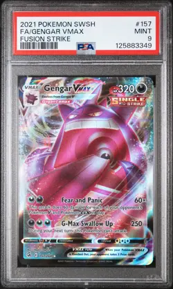 2021 POKEMON SWORD & SHIELD FUSION STRIKE #157 FULL ART/GENGAR VMAX PSA 9 - Image 1