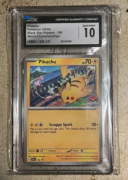 CGC 10 GEM MINT Pikachu #190 Black Star Promo 2024 Pokemon World Championships - Image 1
