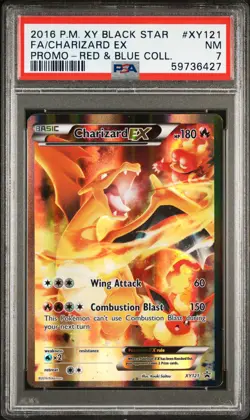 2016 POKEMON XY BLACK STAR PROMO RED & BLUE COLL FULL ART/CHARIZARD EX PSA 7 - Image 1