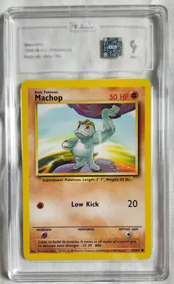 1999 POKEMON MACHOP # 52/102 BASE SET TAG 9 MINT - Image 1