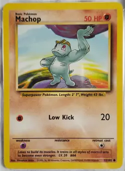 1999 POKEMON MACHOP # 52/102 BASE SET TAG 9 MINT - Image 3