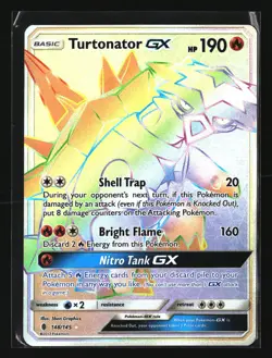 Pokemon TURTONATOR GX 148/145 Rainbow Secret Rare Guardians Rising NM/Near Mint - Image 1