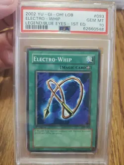 2002 Yu-Gi-Oh! LOB-093 Electro Whip Legend Of Blue Eyes 1st Ed. PSA Gem Mint 10 - Image 1