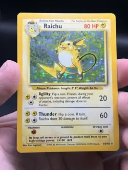 Raichu Base Set 14/102 Pokemon TCG Card Holo Rare WOTC Vintage 1999 NM- - Image 3