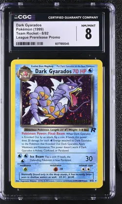 CGC 8 Dark Gyarados 1999 Team Rocket 8/82 Prerelease Holo Pokemon Card - Image 1