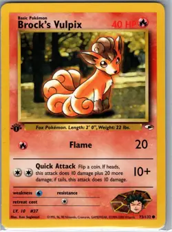 Brock's Vulpix 1st Edition 73/132 Gym Heroes - Pokemon Card - NM - Image 1