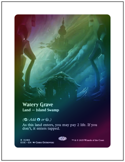 1x Watery Grave, Borderless Art Foil, Edge of Eternities, Magic MTG NM - Image 1