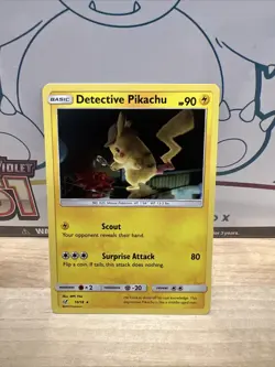 Pokemon TCG Detective Pikachu Rare 10/18 Holo Rare 2019 Detective Pikachu - Image 1