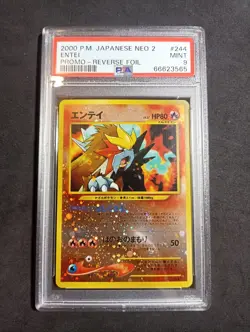 Entei_ Neo File 2 Promo_ PSA 9 MINT_ Reverse_ Japanese_ Pokemon - Image 1
