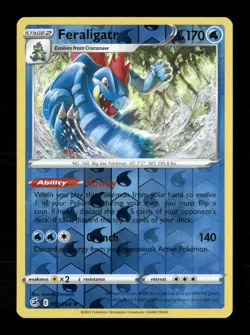 Feraligatr Reverse Holo Holo Rare SWSH08: Fusion Strike 057/264 NM Pokemon LP - Image 1