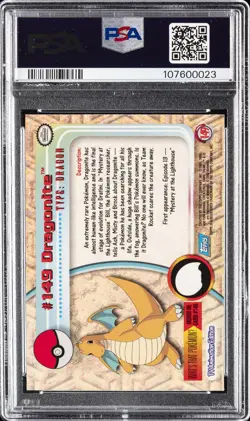 2000 TOPPS POKEMON TV ANIMATION SER 3 FOIL #149 DRAGONITE PSA 9 - Image 2