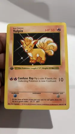 Vulpix 1st Edition Base Set Shadowless Card Pokemon TCG 68/102 Card A - Image 2
