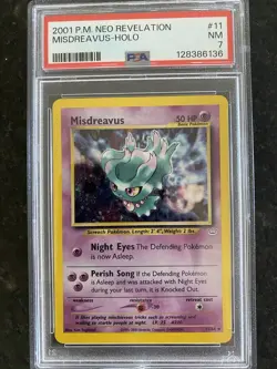 Pokemon Misdreavus Holo Neo Revelation Card 11/64. NEAR MINT. PSA 7. - Image 1