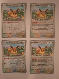 Pokemon Eevee Pokemon Day 2025 Stamp Reverse Cosmos Holo 074/131 Four Card Lot! - Image 1