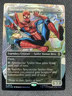Spectacular Spider-Man Borderless PreRelease FOIL Marvel MTG Stamped - Image 1