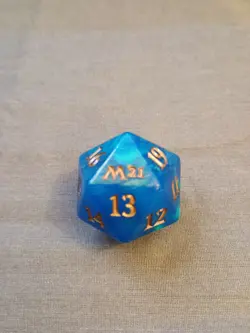 Oversized Magic: The Gathering Spindown D20 Life Counter Core Set 2021 M21 Blue - Image 1