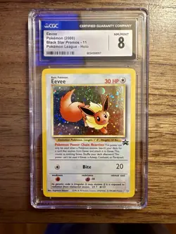 Pokemon TCG Eevee #11 Holo WOTC Black Star Promo 2000 CGC NM/MINT+ 8 - Image 1